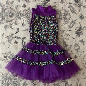 Weissman Purple Sequin Girls Costume Dress - size MC medium child